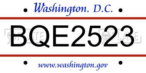 BQE2523 District Of Columbia License Plate