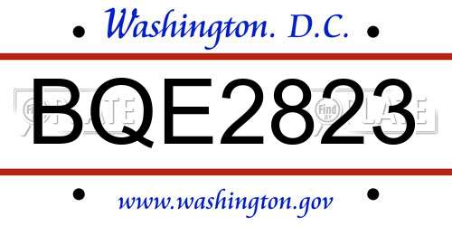 BQE2823 District Of Columbia License Plate