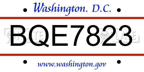 BQE7823 District Of Columbia License Plate