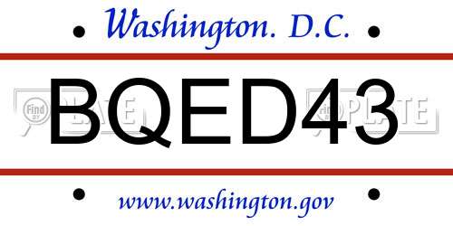 BQED43 District Of Columbia License Plate