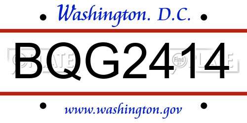 BQG2414 District Of Columbia License Plate