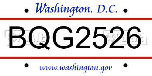 BQG2526 District Of Columbia License Plate