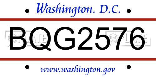 BQG2576 District Of Columbia License Plate