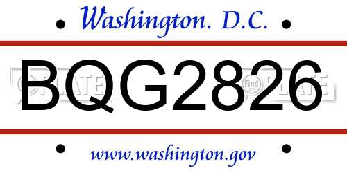 BQG2826 District Of Columbia License Plate