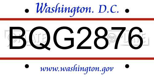 BQG2876 District Of Columbia License Plate