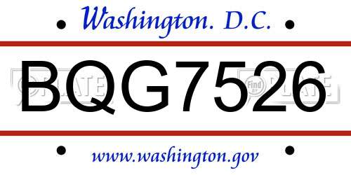 BQG7526 District Of Columbia License Plate