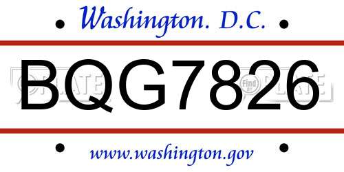 BQG7826 District Of Columbia License Plate