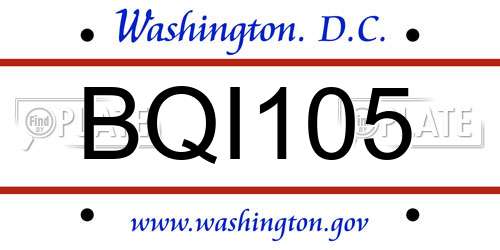 BQI105 District Of Columbia License Plate