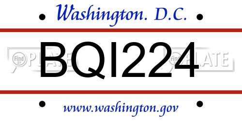 BQI224 District Of Columbia License Plate