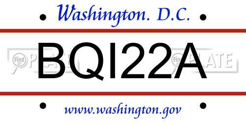 BQI22A District Of Columbia License Plate