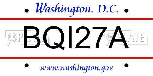 BQI27A District Of Columbia License Plate