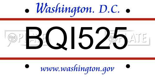 BQI525 District Of Columbia License Plate