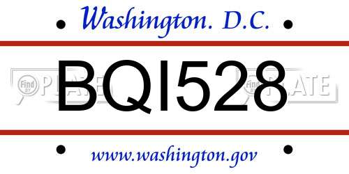 BQI528 District Of Columbia License Plate