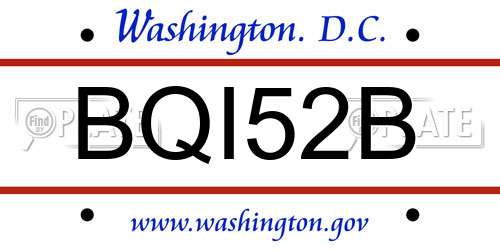 BQI52B District Of Columbia License Plate