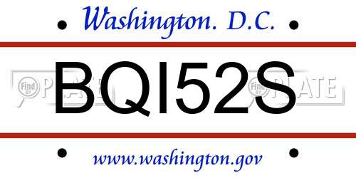 BQI52S District Of Columbia License Plate