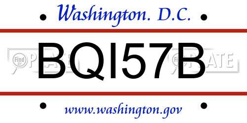 BQI57B District Of Columbia License Plate