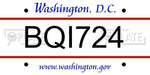 BQI724 District Of Columbia License Plate