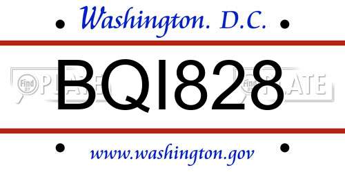 BQI828 District Of Columbia License Plate