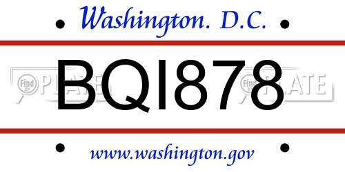 BQI878 District Of Columbia License Plate