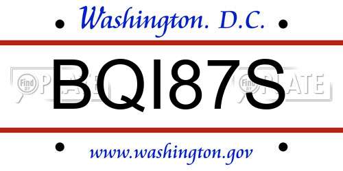 BQI87S District Of Columbia License Plate