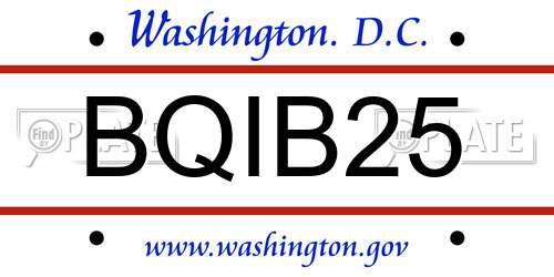 BQIB25 District Of Columbia License Plate