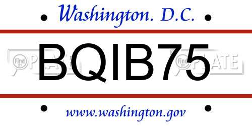 BQIB75 District Of Columbia License Plate