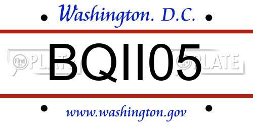 BQII05 District Of Columbia License Plate
