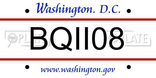 BQII08 District Of Columbia License Plate