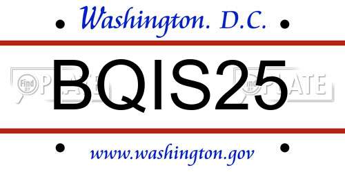 BQIS25 District Of Columbia License Plate