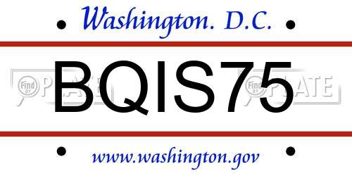 BQIS75 District Of Columbia License Plate