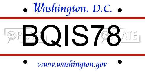 BQIS78 District Of Columbia License Plate