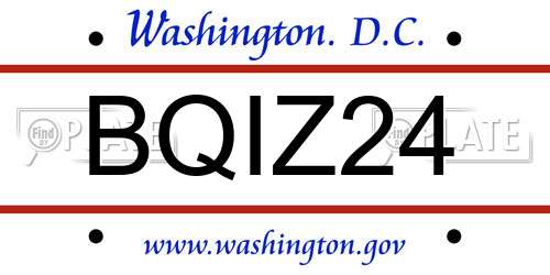 BQIZ24 District Of Columbia License Plate