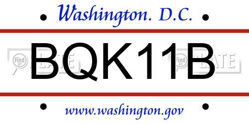 BQK11B District Of Columbia License Plate