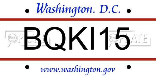 BQKI15 District Of Columbia License Plate