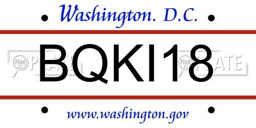 BQKI18 District Of Columbia License Plate