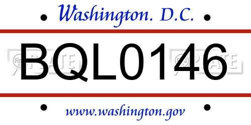 BQL0146 District Of Columbia License Plate