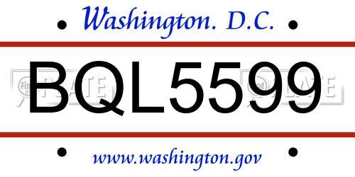 BQL5599 District Of Columbia License Plate