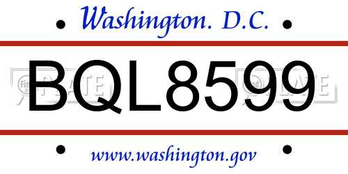 BQL8599 District Of Columbia License Plate