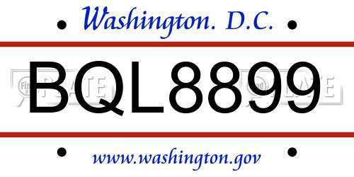 BQL8899 District Of Columbia License Plate