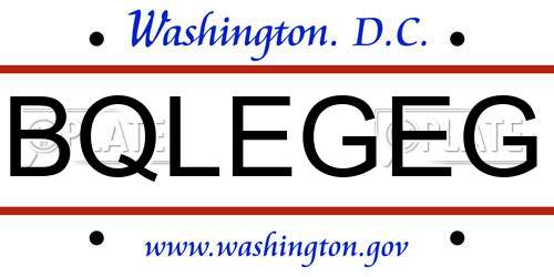 BQLEGEG District Of Columbia License Plate