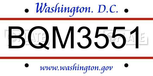 BQM3551 District Of Columbia License Plate