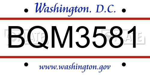 BQM3581 District Of Columbia License Plate