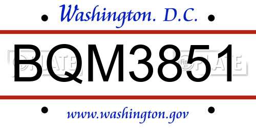 BQM3851 District Of Columbia License Plate