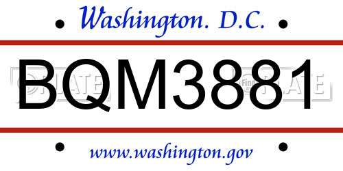 BQM3881 District Of Columbia License Plate