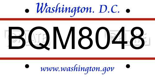 BQM8048 District Of Columbia License Plate