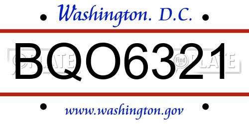 BQO6321 District Of Columbia License Plate
