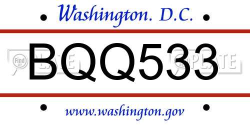 BQQ533 District Of Columbia License Plate