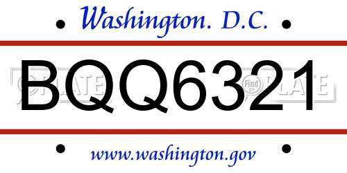BQQ6321 District Of Columbia License Plate