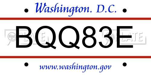 BQQ83E District Of Columbia License Plate
