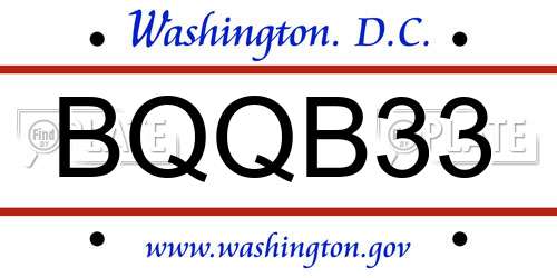 BQQB33 District Of Columbia License Plate